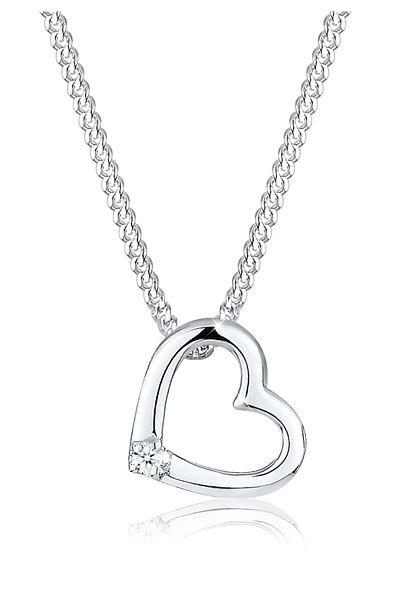 ELLI Colier pentru dama pandantiv inimă dragoste delicată cu diamant (0,015 ct.) în argint 925