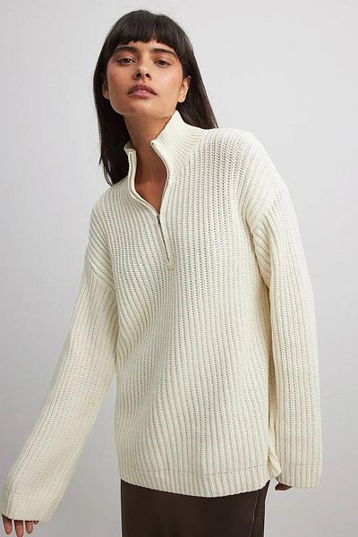 Madmext Basic-Pullover mit Reißverschlusskragen in Knochenform Mg1960