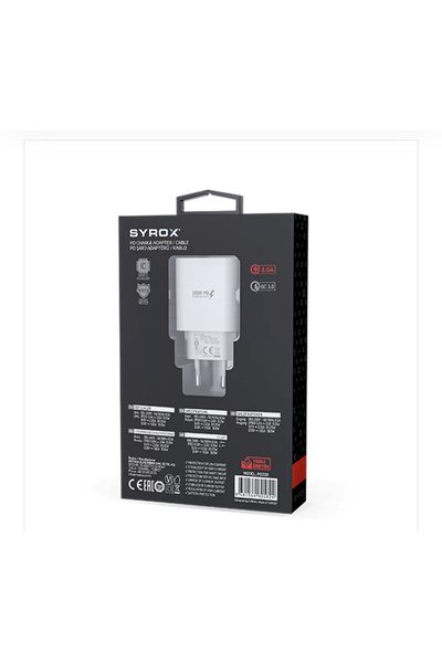 Syrox Pd20b Hızlı Şarj Adaptorü 20w Iphone Samsung Android Type-c Giriş