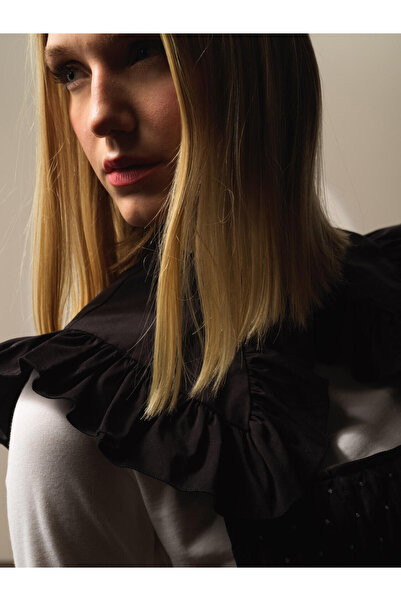 Xint Kadın Siyah Pamuklu Regular Fit Yakalık