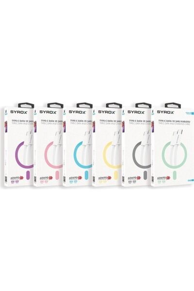 Syrox C146 60W Örgü Hasırlı Type-C Type-C Şarj Data Kablosu