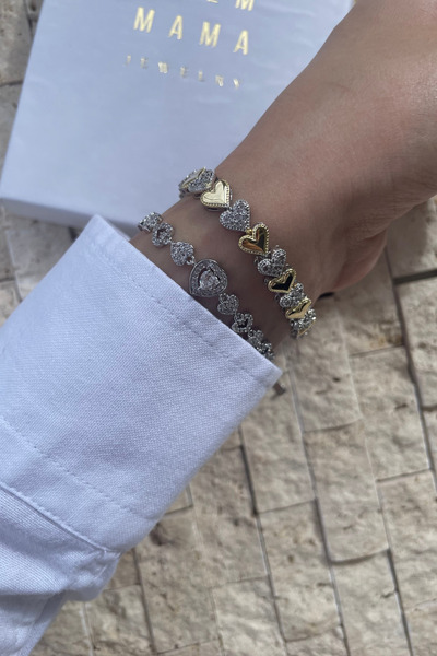 PALMMAMA Palm Mama Jewelry Minimal Kalp Detaylı Gümüş Zirkon Taşlı Kutulu Bileklik