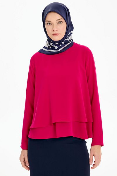 Tuğba Fuchsia Two Layer Blouse