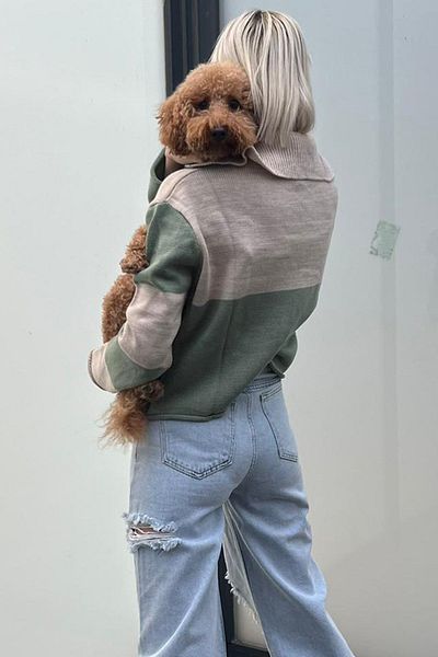 Madmext Green Zippered Knitwear Cardigan Mg1391