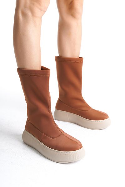 Moda Değirmeni Tan Γυναικείες Stretch Μπότες BG1165-116-0002
