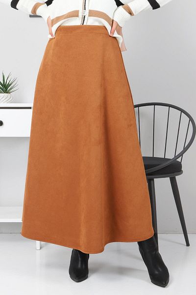 Tesettür Dünyası Suede Mevlana Φούστα Tsd0036 Tan