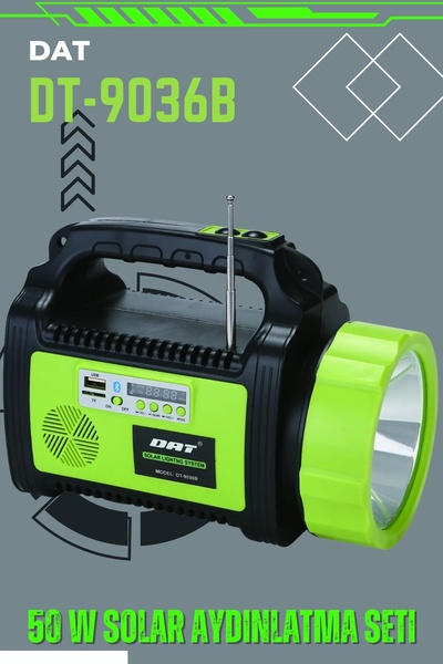 SİLVER TOSS Dat Dt-9036b 50w Güneş Enerjili Işıldaklı El Feneri Kamp, Acil Du...