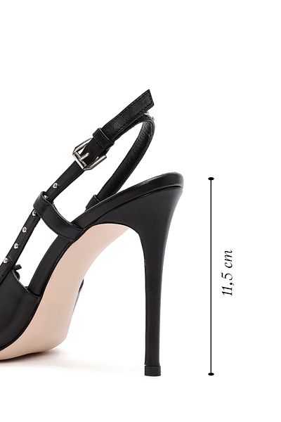 Derimod BlAck High Thin Heeled Open BAck LeAther Women's Shoes - 24WFD 121118