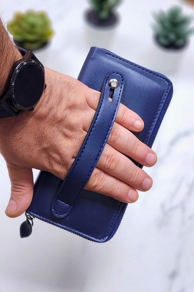 ANDİFLİ Unisex Δερμάτινη θήκη κάρτας Portfolio Μακρύ πορτοφόλι με θήκη τηλεφώνου