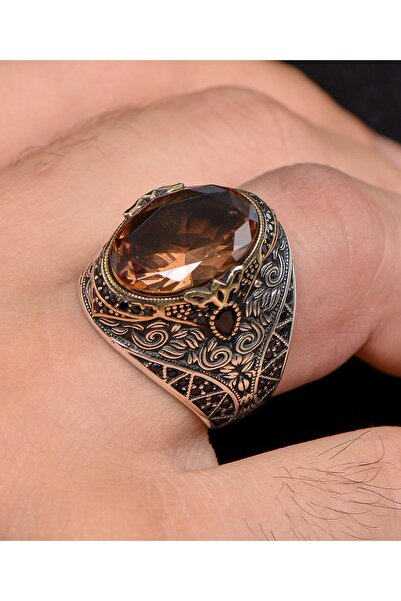 Prestige Zultanit Taşlı Zirkon Taş Süslemeli 925 Ayar Gümüş Erkek Yüzüğü 800476