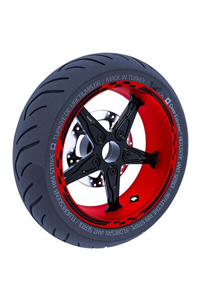 Çınar Extreme Moto GP Yarış Bayraklı Siyah Karbon Fiber Dokulu Jant Şeridi St...