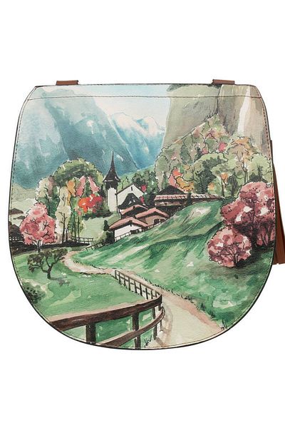 Dogo Geantă de umăr multicoloră din piele vegană pentru femei - Design Alpine Meadows