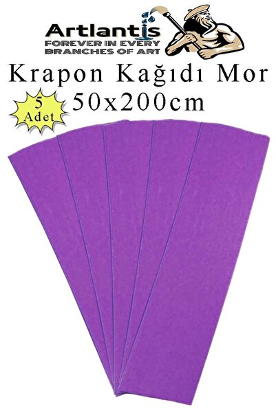 Artlantis Krapon Kağıdı 50x200 cm 5 Adet Renkli Grapon Kağıdı Okul Sınıf Etki...