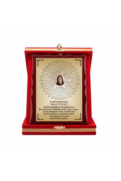yüksel34 Ahşap Kaideli  Öğretmen Plaketi , öğretmene Resimli Yıldız Plaket