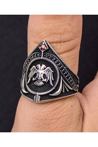 Prestige Çift Başlı Kartal Figürlü Zihgir (SELÇUKLU KARTALI) 925 Ayar Gümüş E...