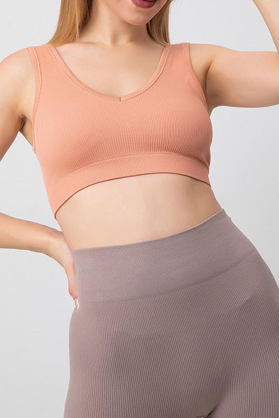 Doremi Seamless V-Neck Ripped Thick Strap Sports Bra