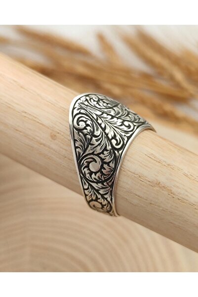 Prestige 925 Ayar Gümüş Yüzük Kalem Işçilikli Zihgir 30026