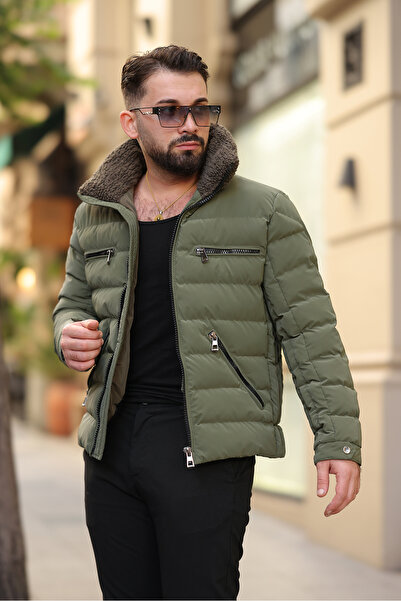 İga Collection Men's Coat with Fur Collar