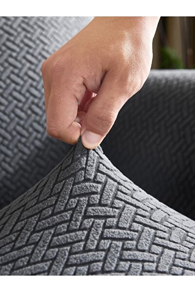 Faiend Brick Pattern Chair Cover Washable Lycra Flexible Elastic Chair Cover (Anthracite)