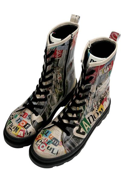 Dogo Cizme lungi cu fermoar multicolore din piele vegană de damă - Not Gangnam Design