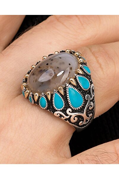 Prestige Yemen Akik Taşlı 925 Ayar Gümüş Yüzüğü 900294