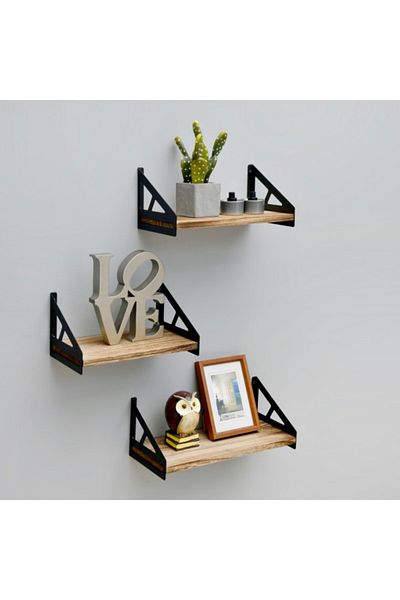 HONEYBEE 3-Piece Wood Like Base Floating Wall Shelves Set