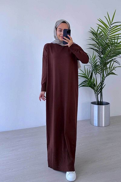 Ka Hijab Φόρεμα Mercerized Hijab - Καφέ