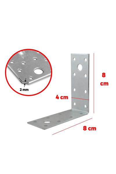 Badem10 Mobilya Bağlantı Aparatı 40x80x80 mm L Demiri Gönye Dolap Duvar Sabitleme 10 ADET Metal Köşebent
