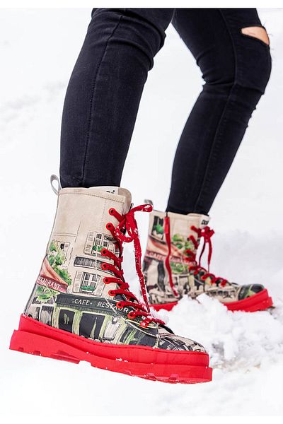 Dogo Women's Vegan Leather Red Zippered Long Boots - La Vie Parisienne Design