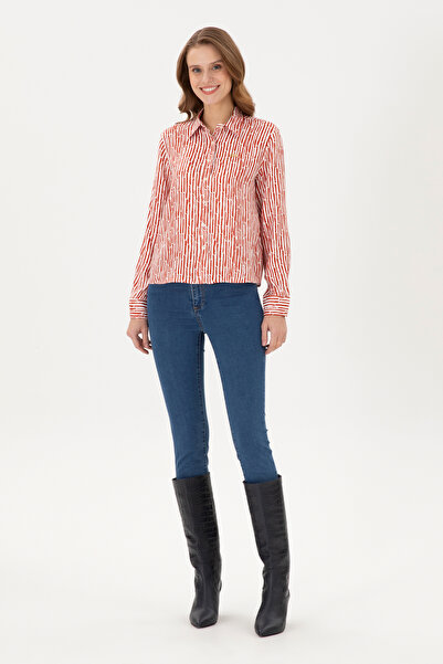 U.S. Polo Assn. Kadın Kiremit Uzun Kollu Gömlek 50289904-VR031