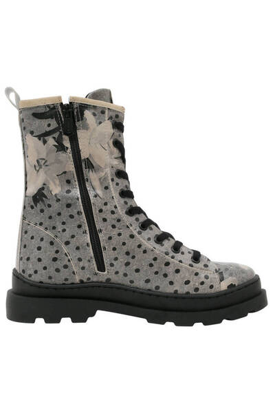 Dogo Women's Vegan Leather Gray Zippered Long Boots - Black Dress Design