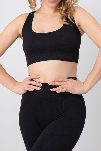 Doremi Seamless Ribbed Cross Thick Strap Sports Bra