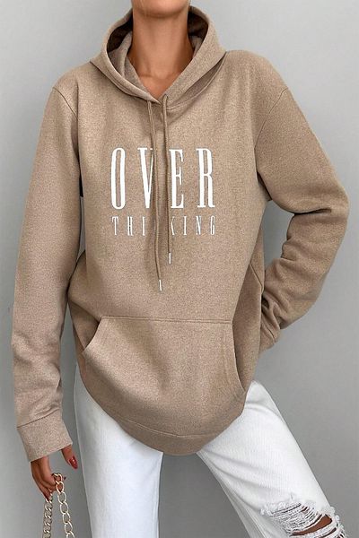 uyguntarz Bavlněná oversize mikina s potiskem a kapucí