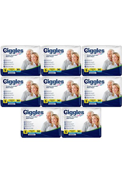 giggles Adult Waistband Diapers - Small Textile Surface, 240 Pieces (8Pk*30)