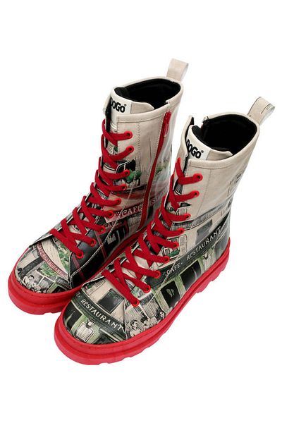 Dogo Women's Vegan Leather Red Zippered Long Boots - La Vie Parisienne Design