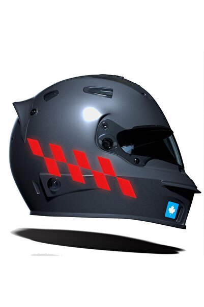 Çınar Extreme Reflektif Kırmızı Damalı Kask Motosiklet Sticker Takımı Çınar E...