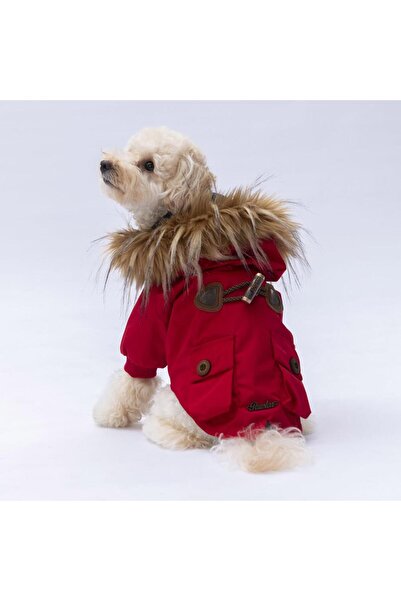 Pawstar Kırmızı Charles Köpek Mont Köpek Yağmurluk Köpek Kıyafeti Köpek Elbisesi