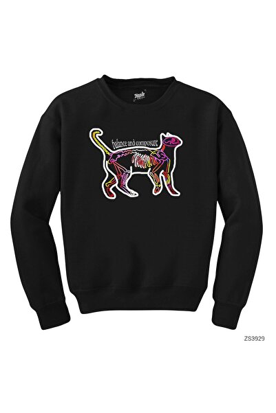 WAKHA Ισορροπία και Ηρεμία Γάτα Μαύρο Φούτερ