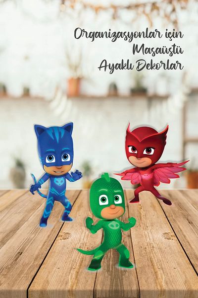 neşeli günlerim Pj Mask Footed Board Set (Footed Decorative Board) (DESKTOP) ** Thick Paper