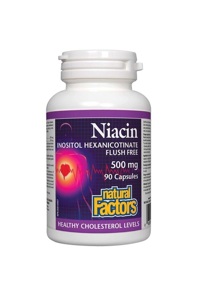 Natural Factors نياسين إينوزيتول هيكسانيكوتينات، 500 مجم، 90 كبسولة