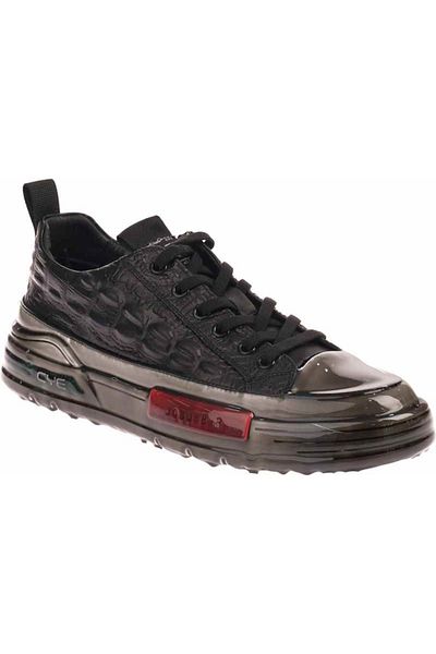 Voyager V25Ka-0058 Black Skin Leather Men's Sneaker Shoes