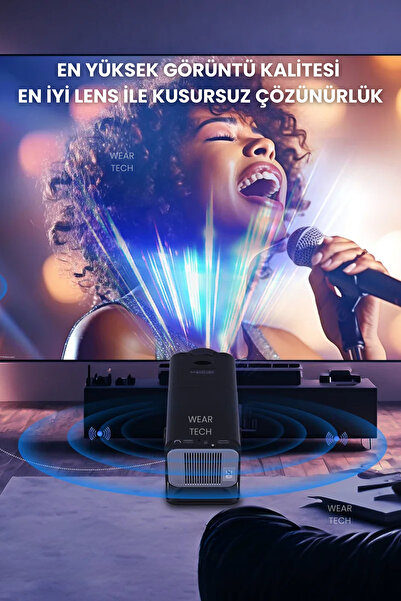 Weartech Hy320 Mini Taşınabilir Projeksiyon Cihazı Ultra Hd Android Ev Projektörü Wifi,bluetooth,hdmı