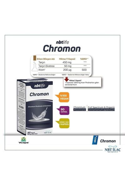 Nbt İlaç Nbtlife Chromon Chromium and Cinnamon Extract Supplementing Food