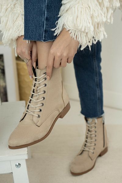 Moda Değirmeni Γυναικείες μπότες Mink Suede Bg1011-116-0001