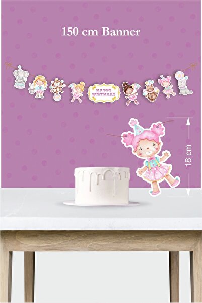 neşeli günlerim Μεγάλο πανό με θέμα το ροζ τσίρκο για γενέθλια - Χοντρό χαρτί...