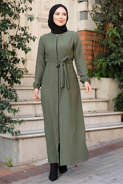 Bestenur Edna 1265 Model Hijab Ferace - Φερμουάρ και Χακί