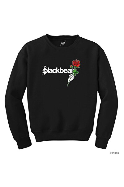 WAKHA بلاك بير هاند هيلد روز سويت شيرت أسود