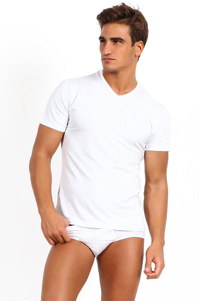 Miorre V-Neck Short Sleeve Undershirt - Modal Strech