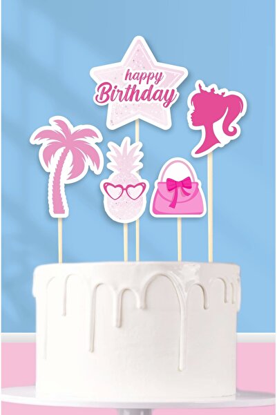 neşeli günlerim Σετ ροζ τούρτας και στολισμού για κορίτσια