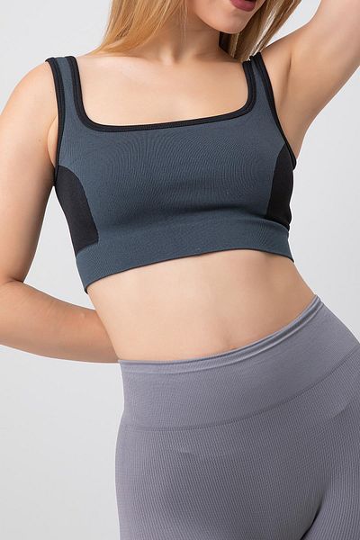 Doremi Seamless Ribbed Thick Strap Sports Bra